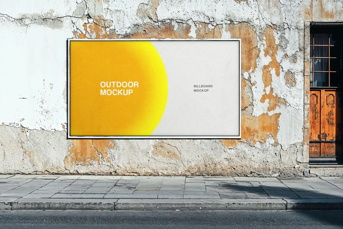 Scraped Wall Outdoor Billboard Mockup