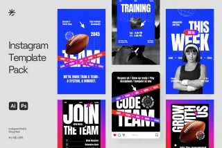 Football Sport Instagram Pack - Adobe Template
