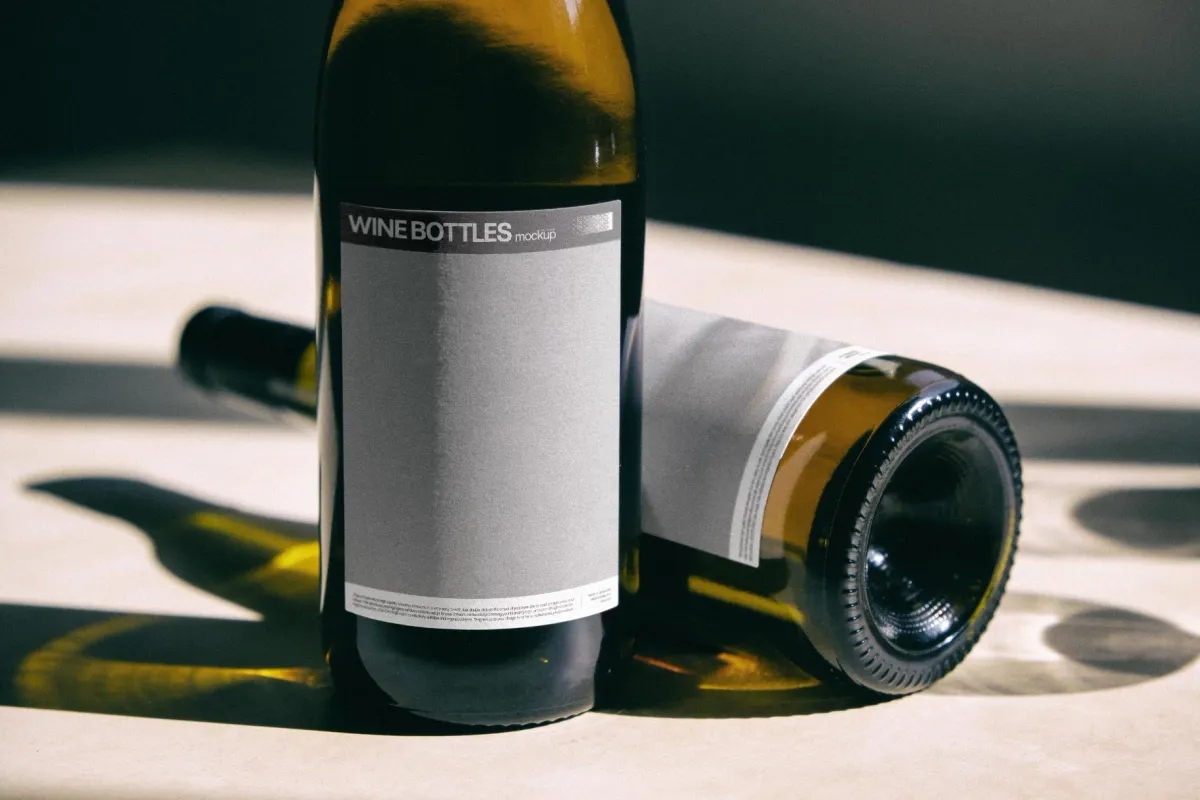 Wine Bottles Mockup on Marble