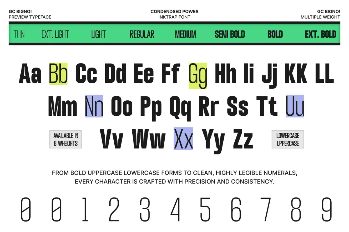 GC Bigno - Condensed Inktrap Grotesk Font