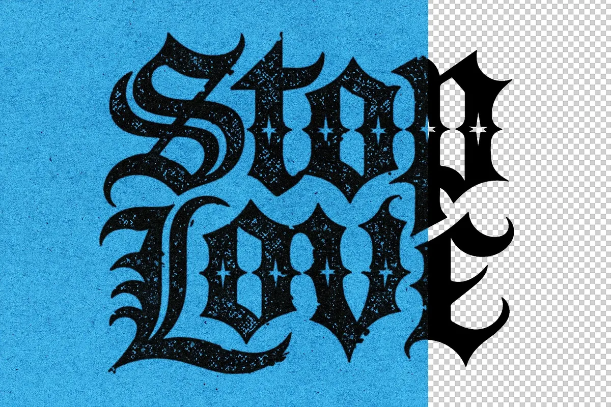 Colored Stamp Bleed Text Effect