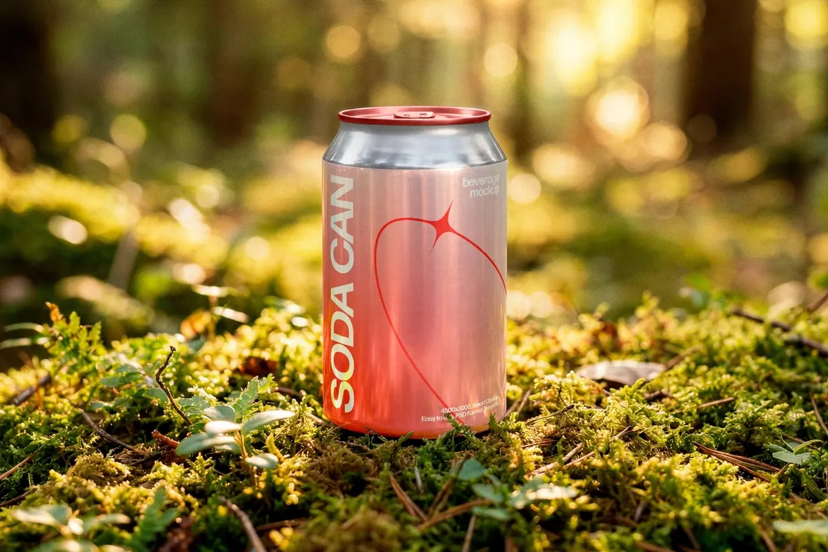 Outdoor Soda Can Mockup