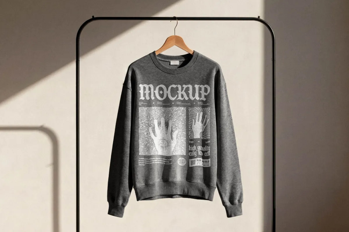 Sweatshirt on Clothing Rack Mockup