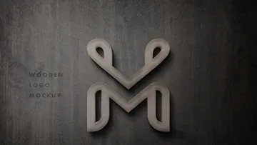 3D Wooden Sign Logo Mockup
