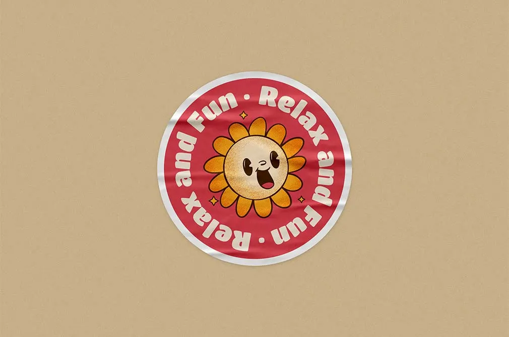 Wrinkled Glossy Sticker Mockup