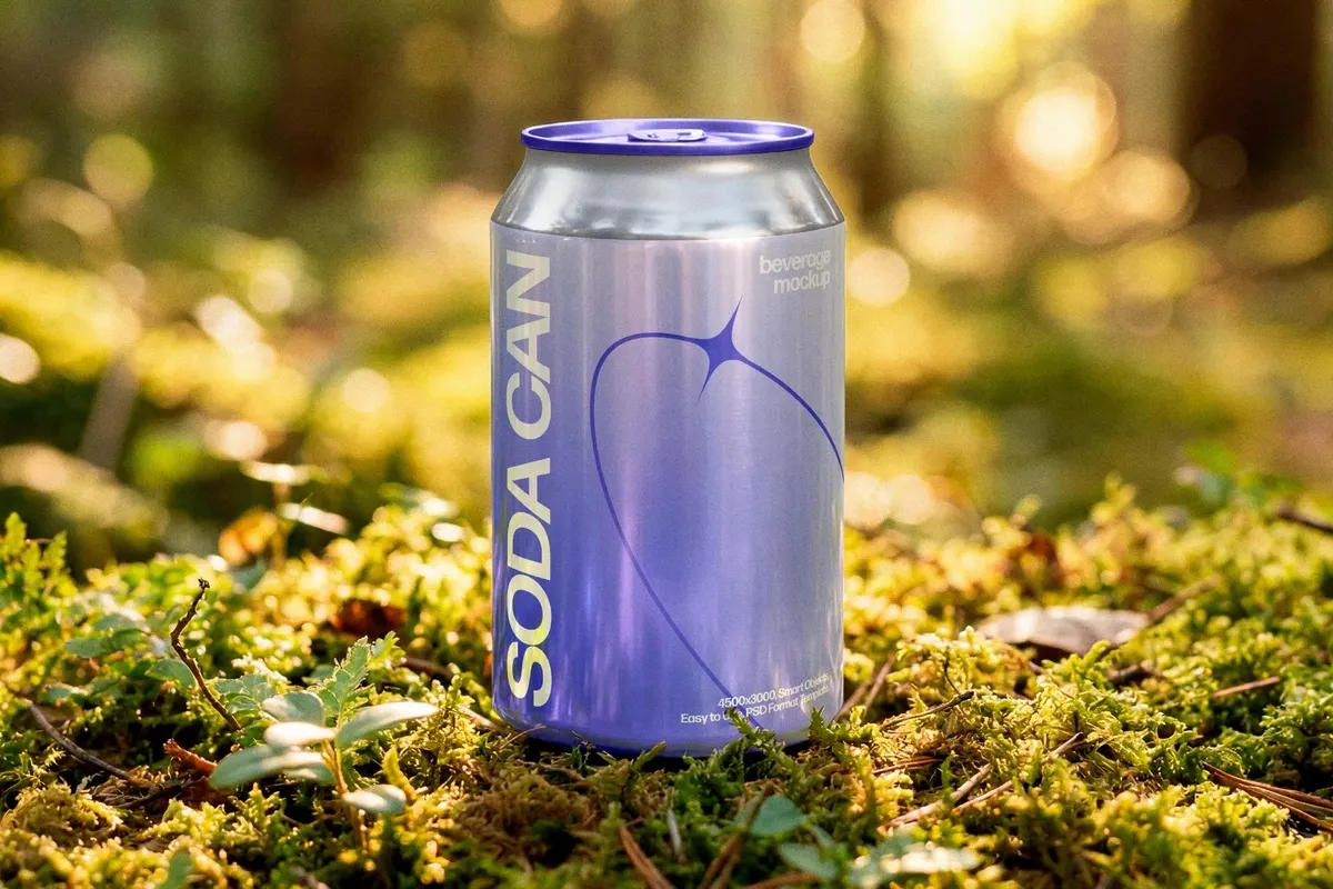 Outdoor Soda Can Mockup