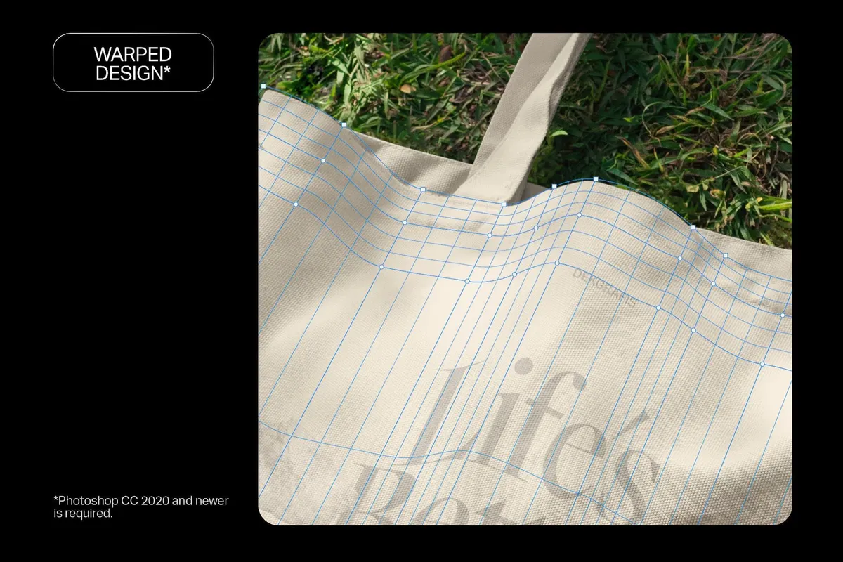 Dropped Tote Bag on Grass Mockup