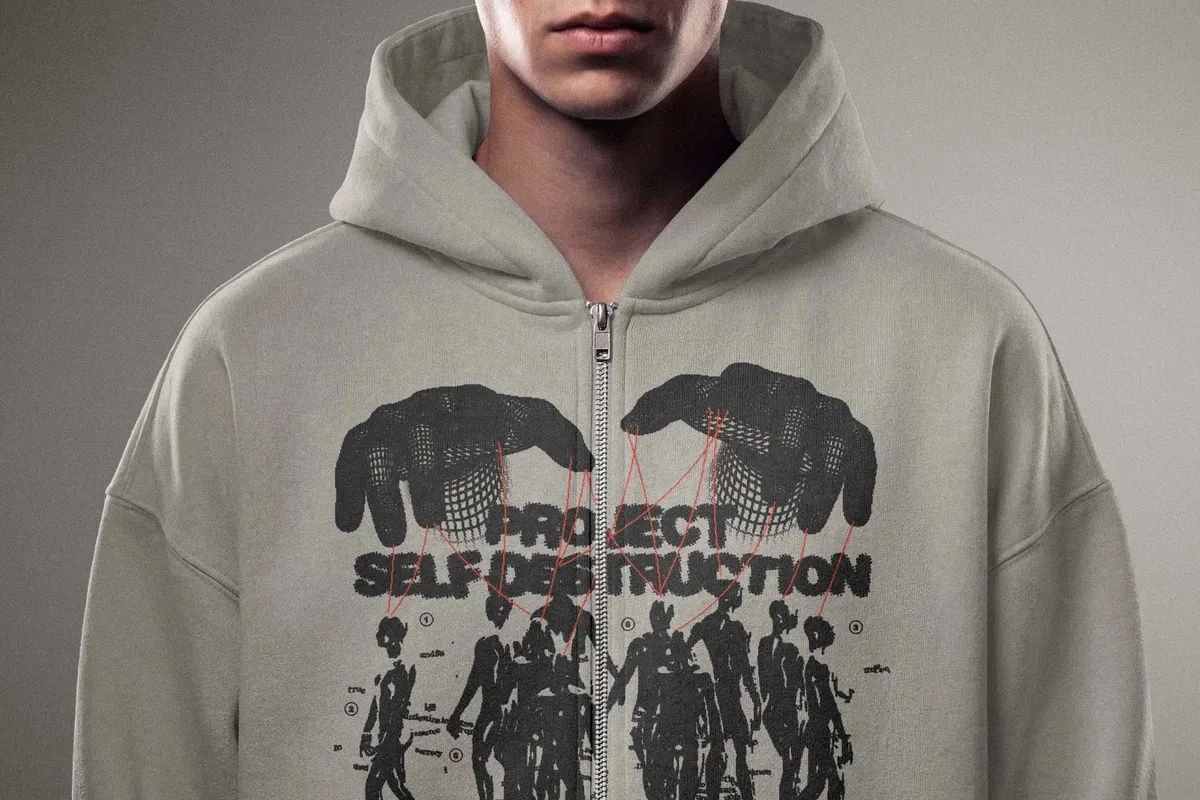 Streetwear Zip Hoodie Print Mockup