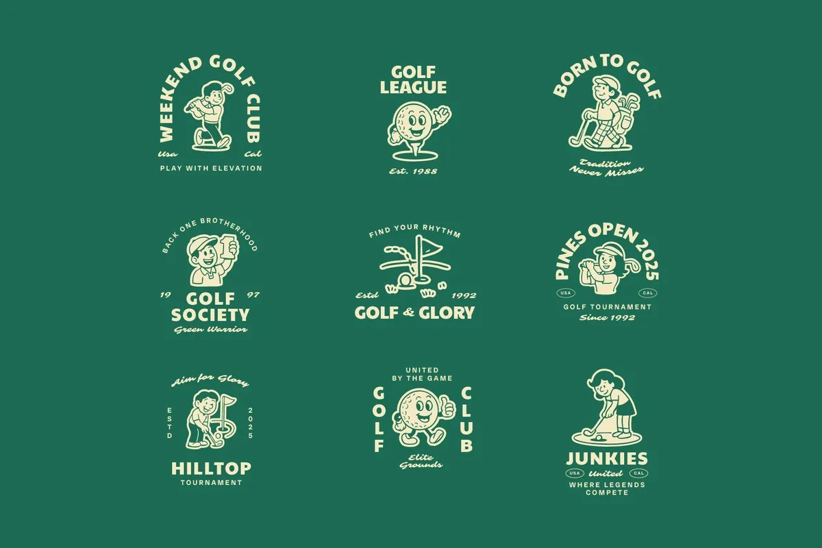 Retro Golf Mascot Illustrations