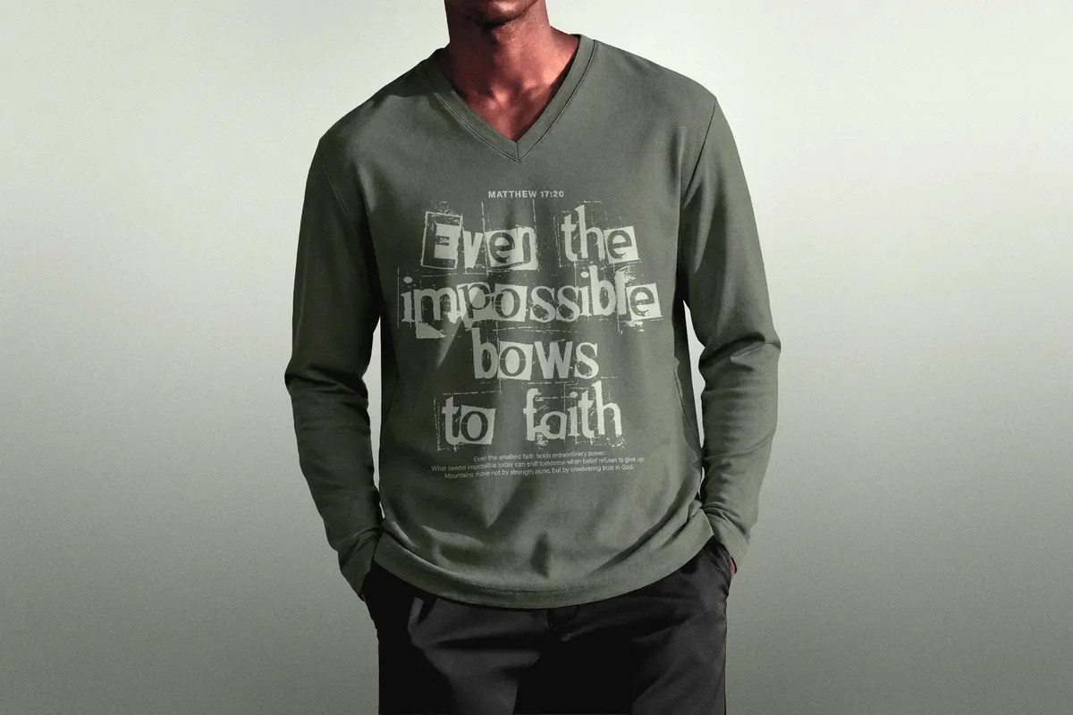 V-Neck Long-Sleeve Mockup