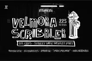 Velmora Scribbler - Hand Drawn Outline Font