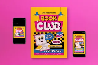 Yellow Retro Book Club Flyer
