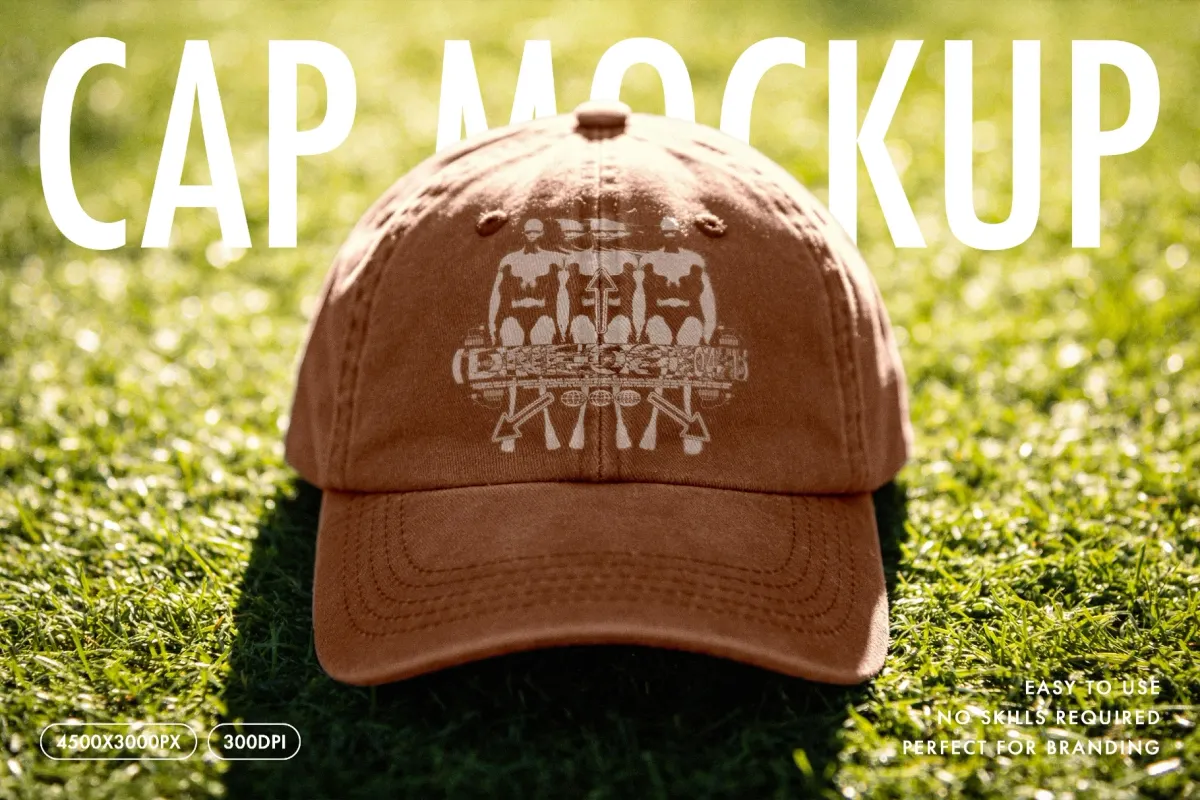 Sunny Baseball Cap Mockup with Front Embroidery