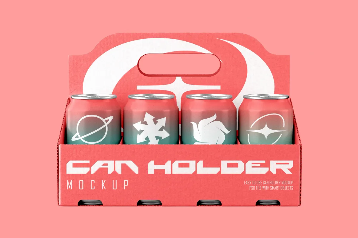 Cardboard Can Holder Mockup