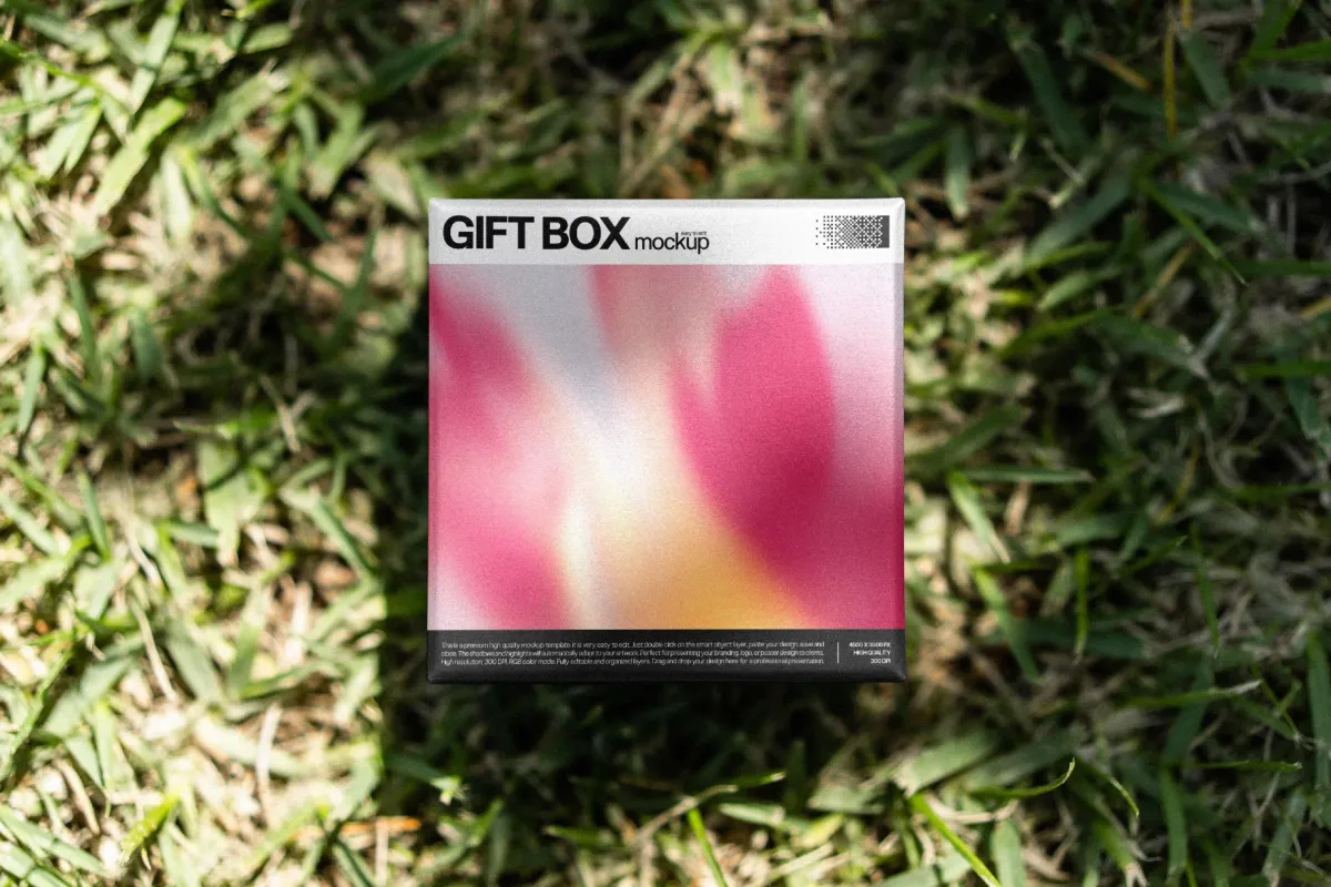 Gift Box Mockup on Grass