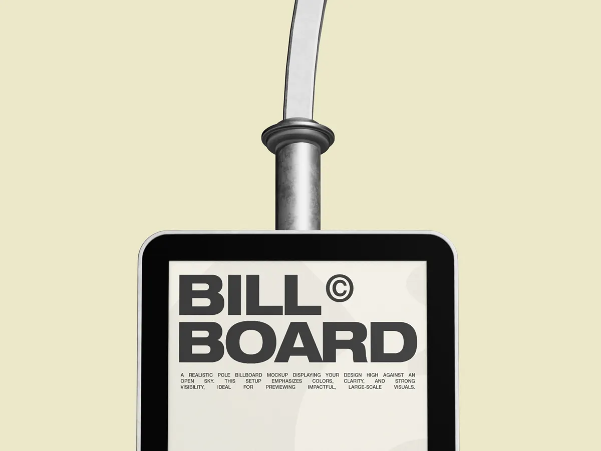 Outdoor Billboard Pole Sign Mockup Center
