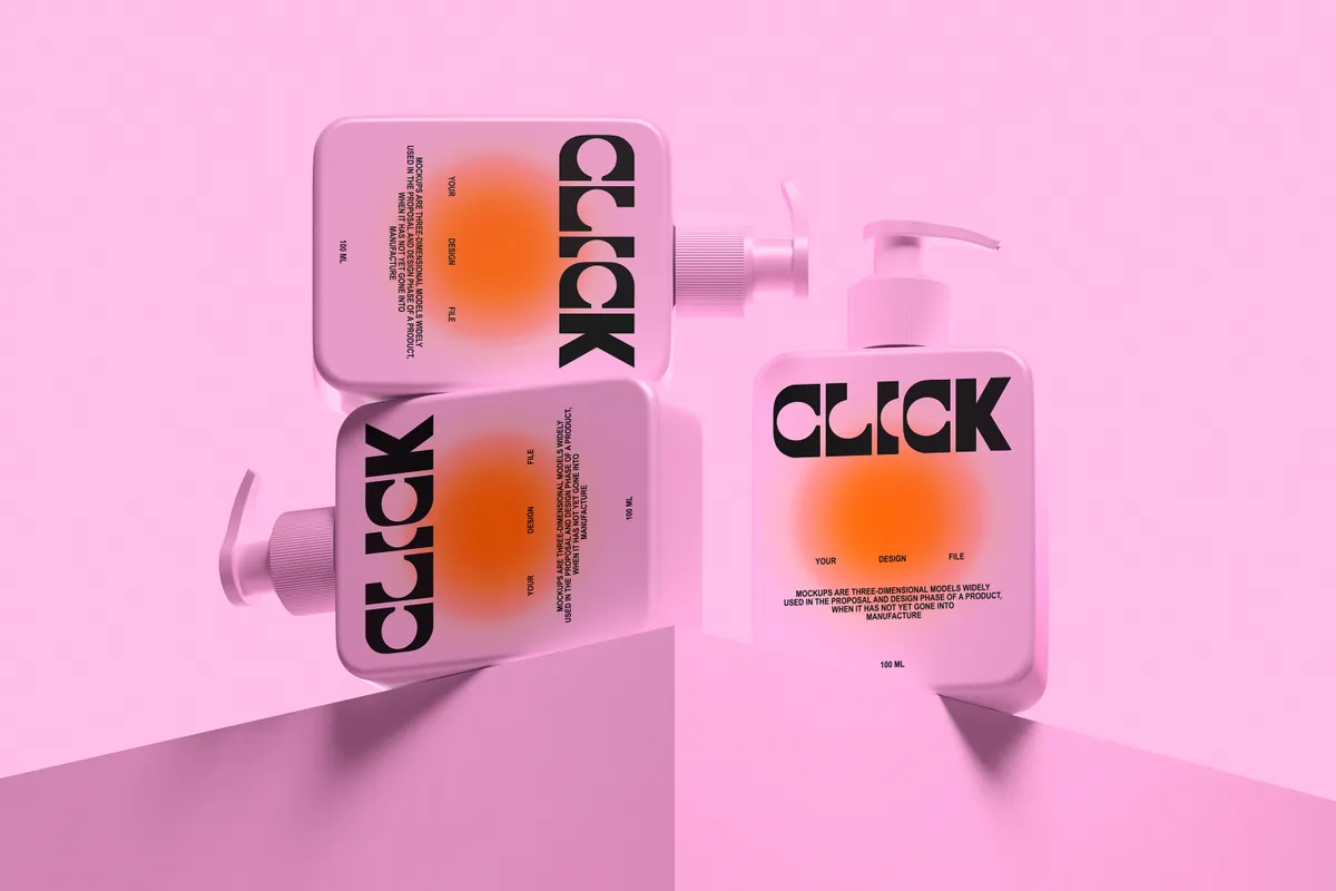 Square Dispenser Bottle Mockup