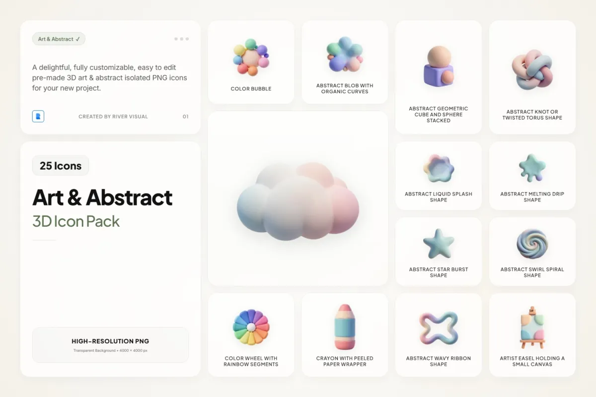 3D Art & Abstract Icons