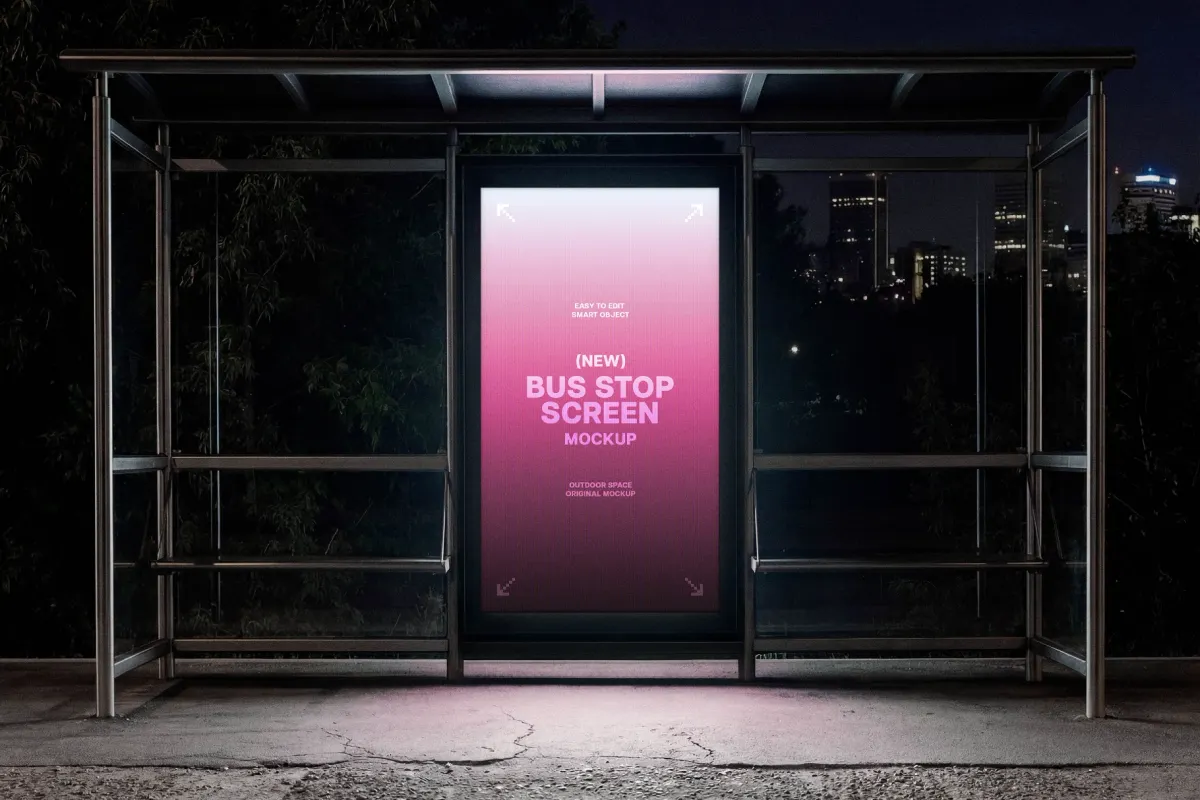 Vertical Bus Stop Screen Mockup