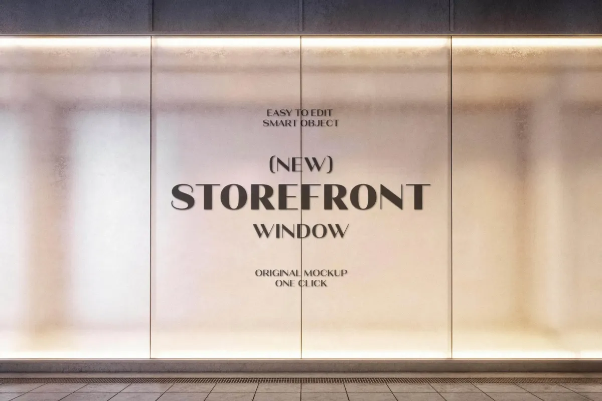 Lit Up Window Sticker Mockup