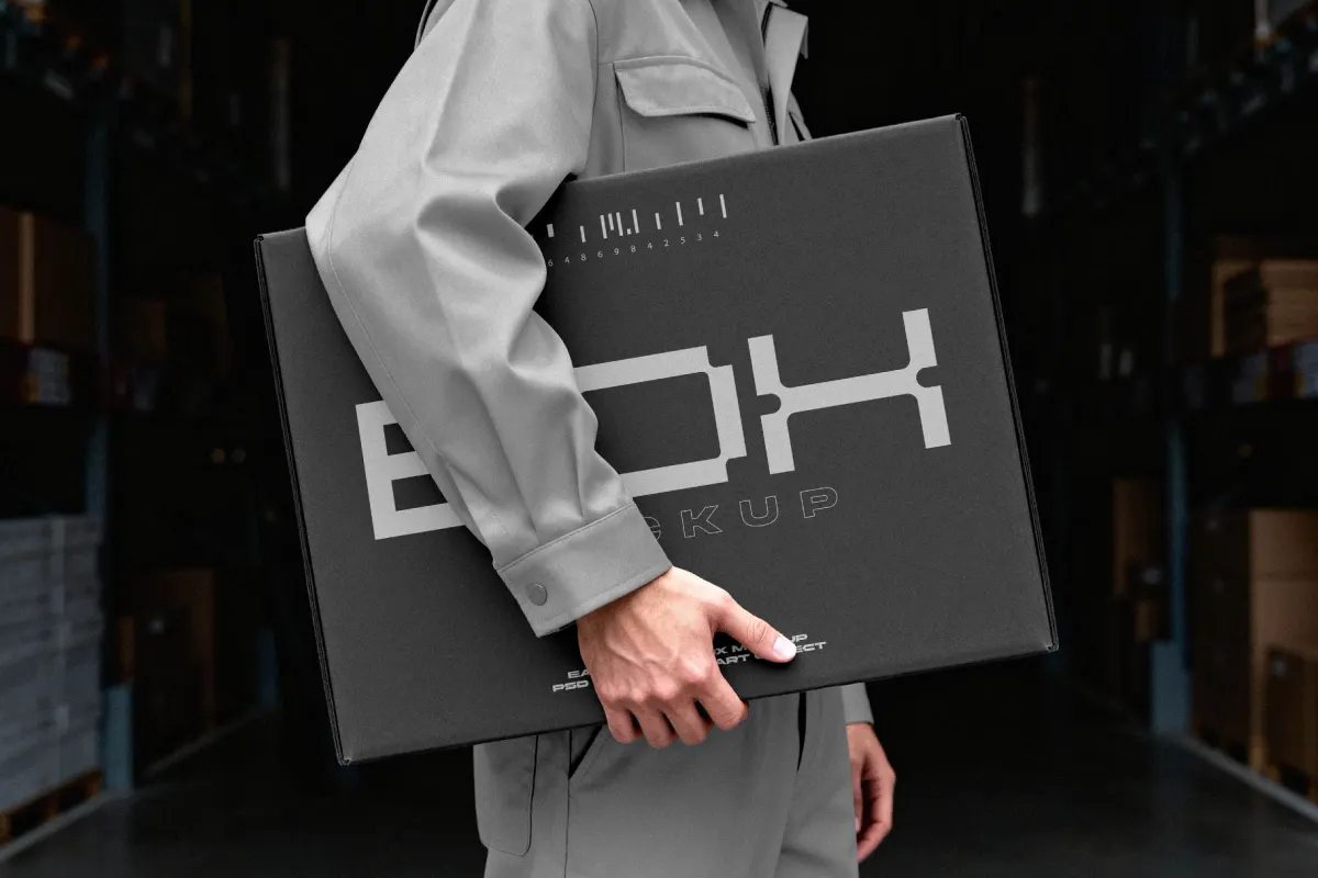 Large Shipping Box Mockup