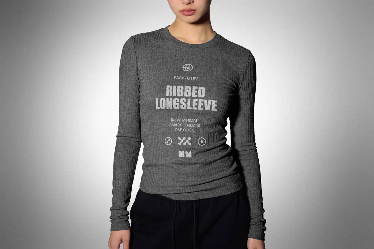 Women's Ribbed Longsleeve Mockup