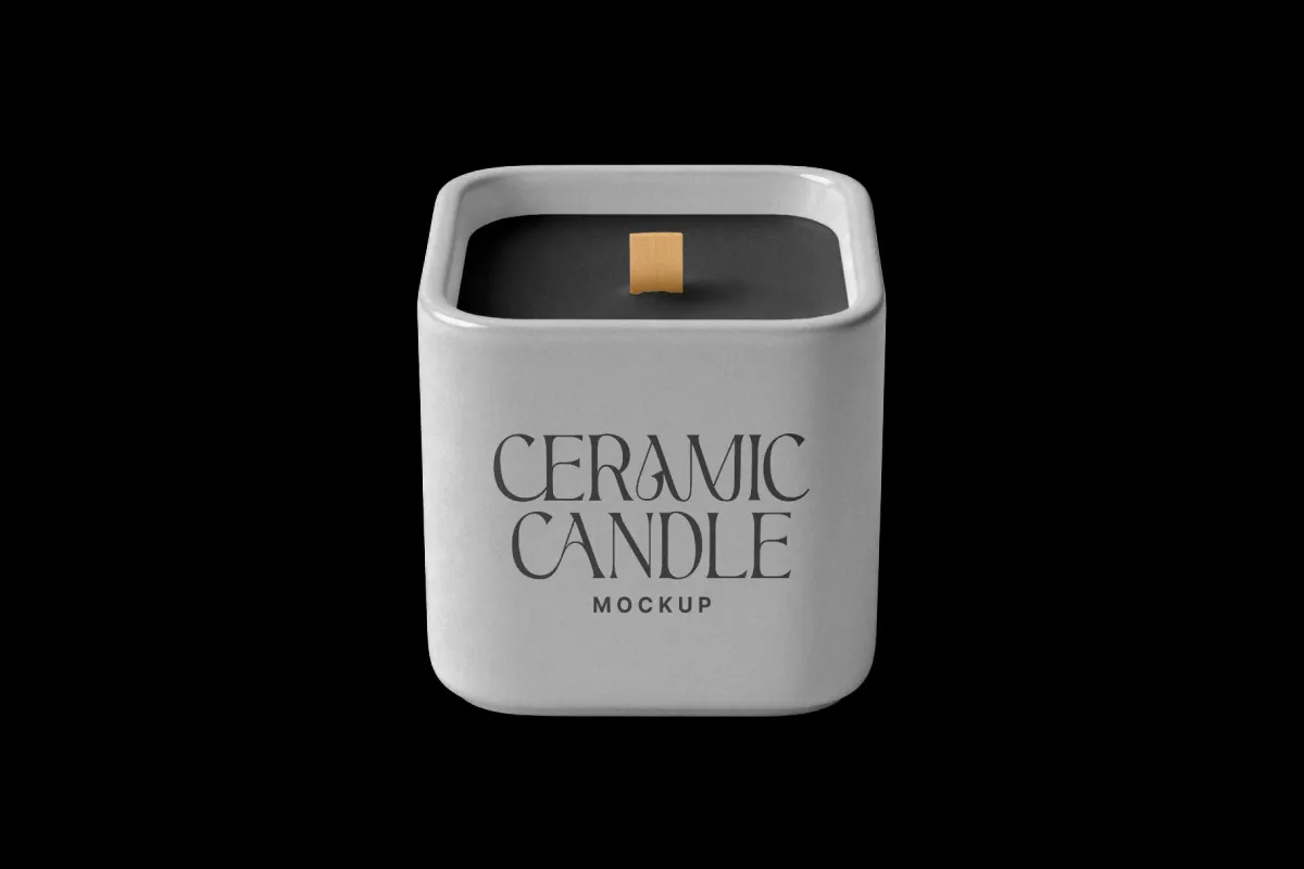 Ceramic Candle Mockup with Square Holder
