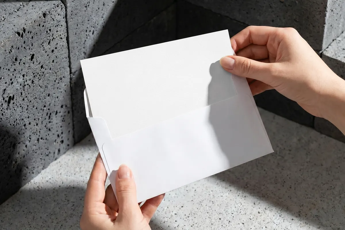 Envelope Letter Hand Hold Mockup — Still Formwork