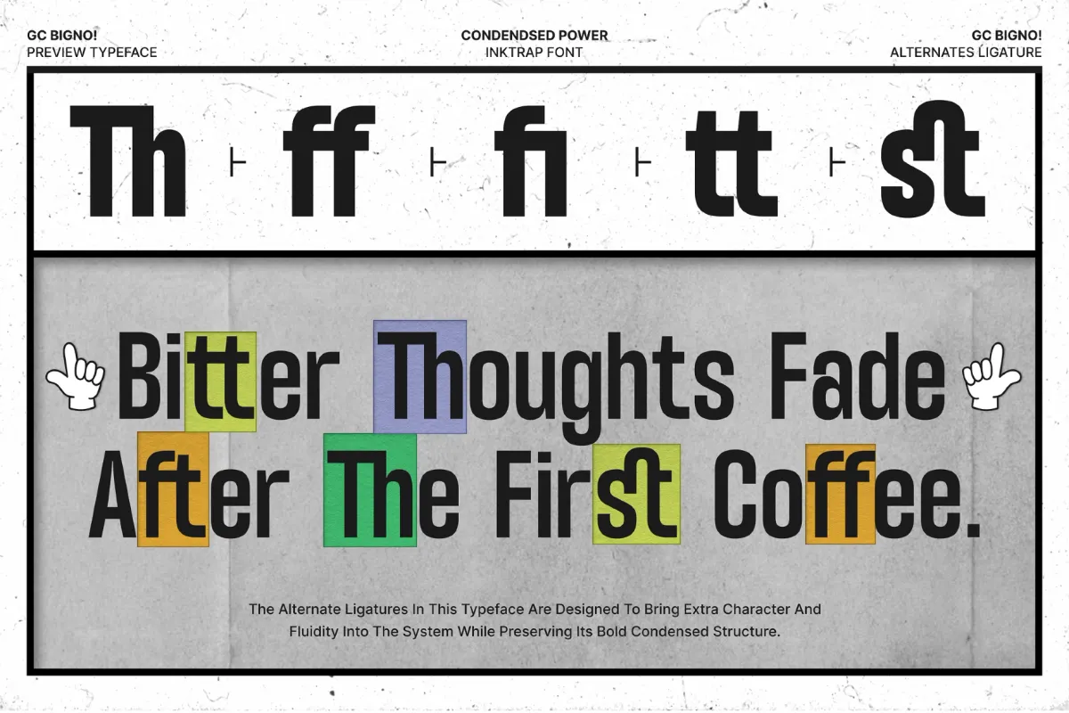 GC Bigno - Condensed Inktrap Grotesk Font