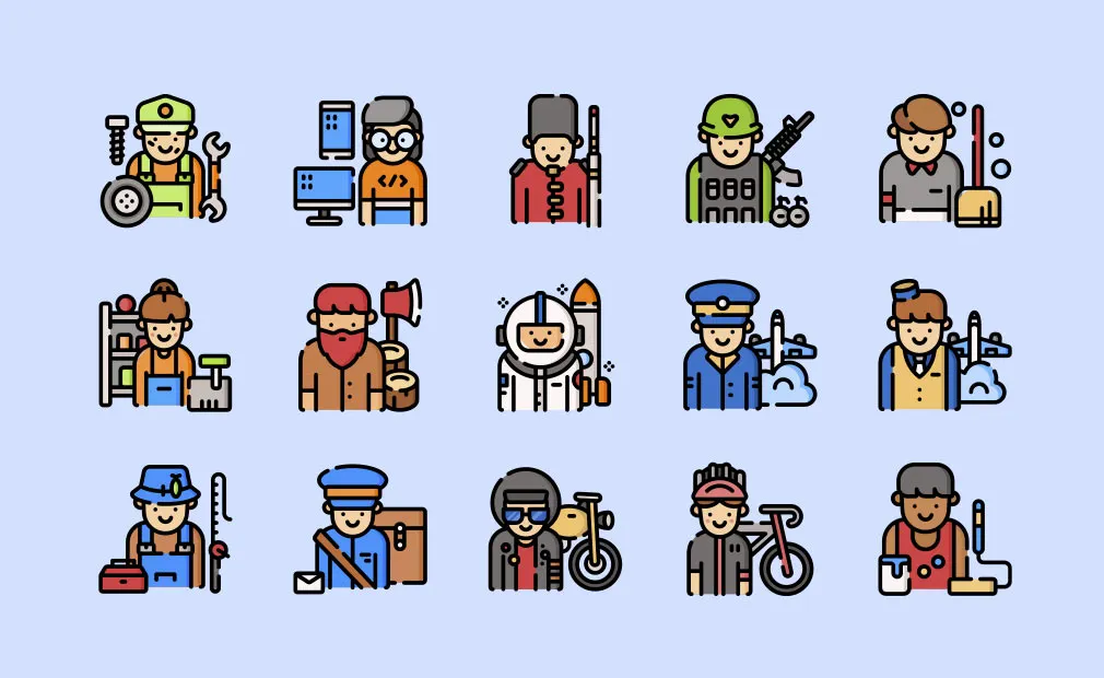 Jobs and Professions Icons Set