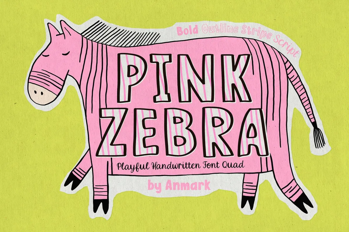 Pink Zebra Quirky Four-Font Family