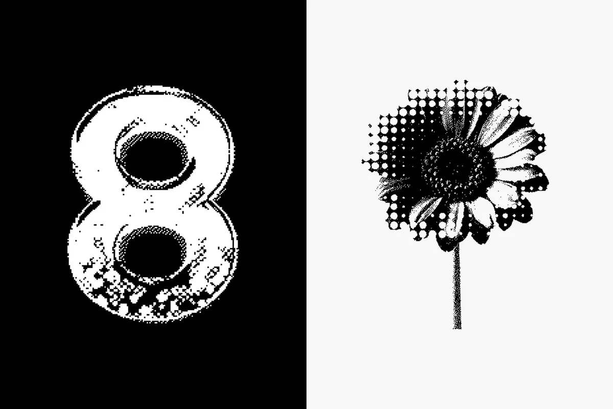 Dithering Bitmap Vector Shapes Collection