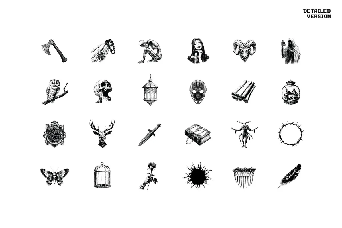 Dark Aesthetic Dithering Graphic Bundle
