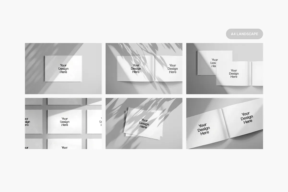 A4 & US Paper Landscape Magazine Mockups