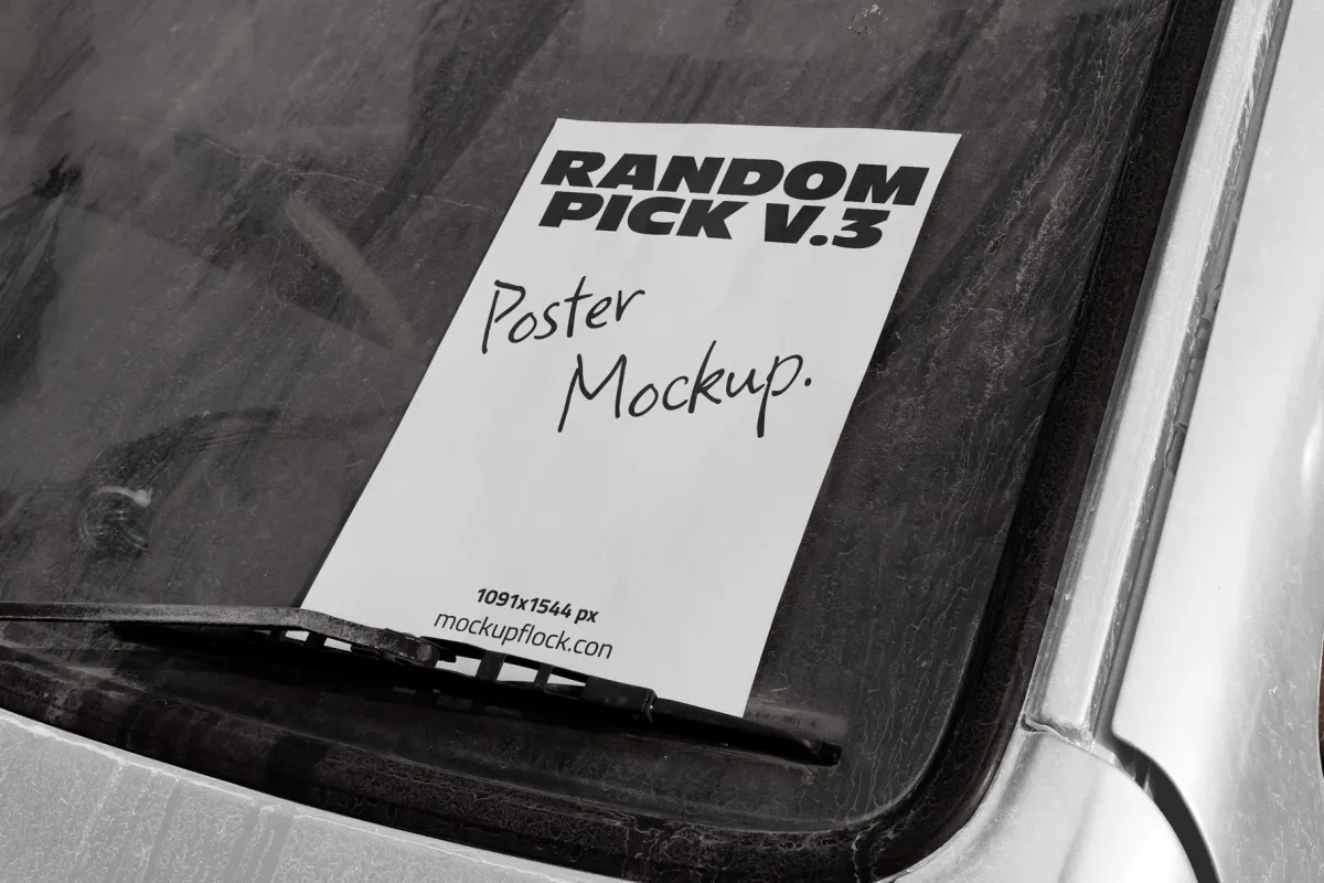 RP V.3 Car Window Poster Mockup