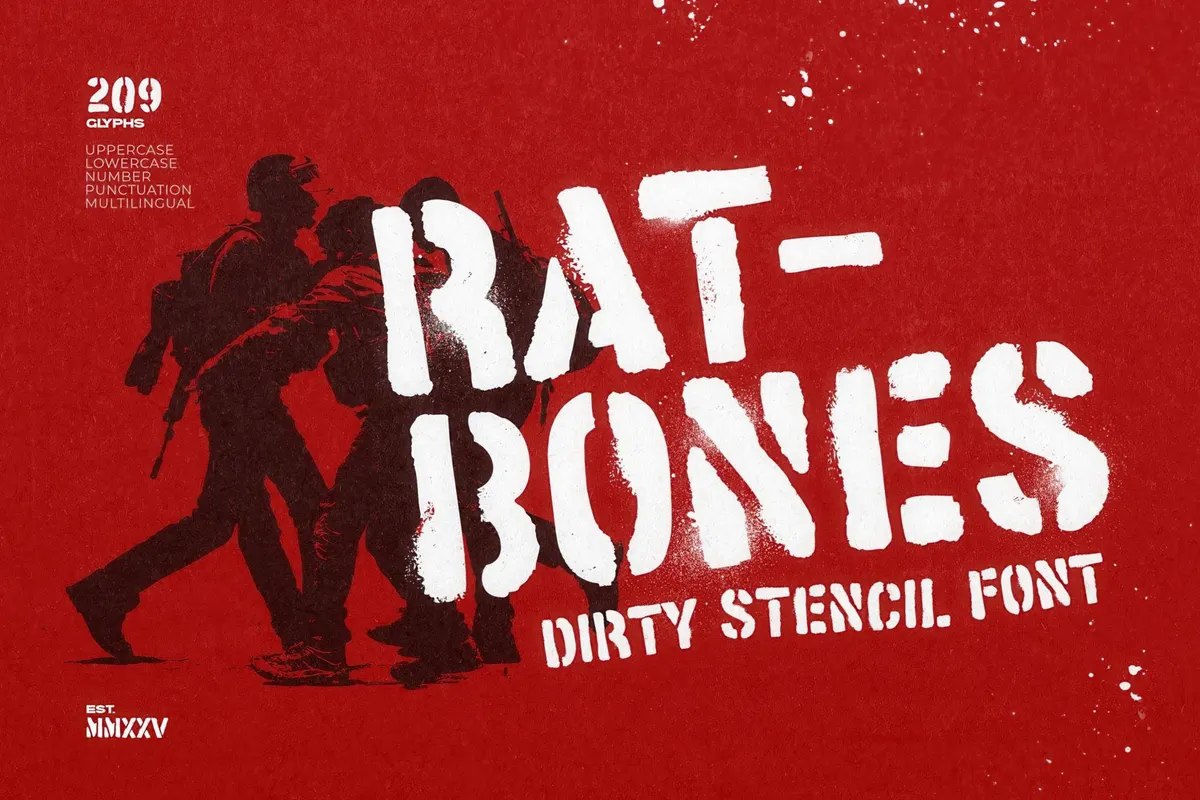 Ratbones — Dirty Stencil Font