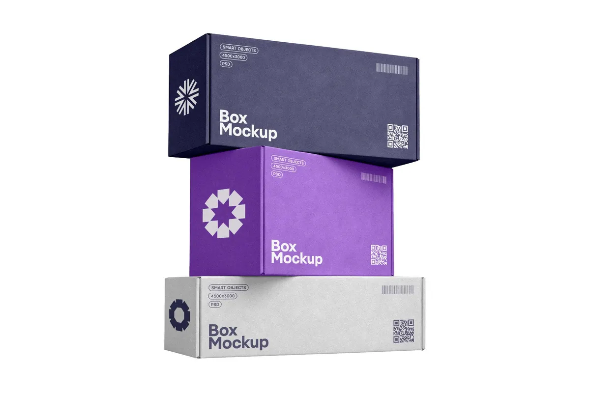 Stacked Shipping Boxes Mockup