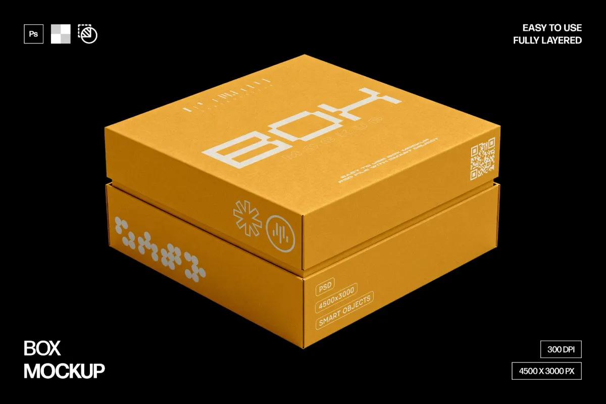 Closed Cardboard Box Mockup