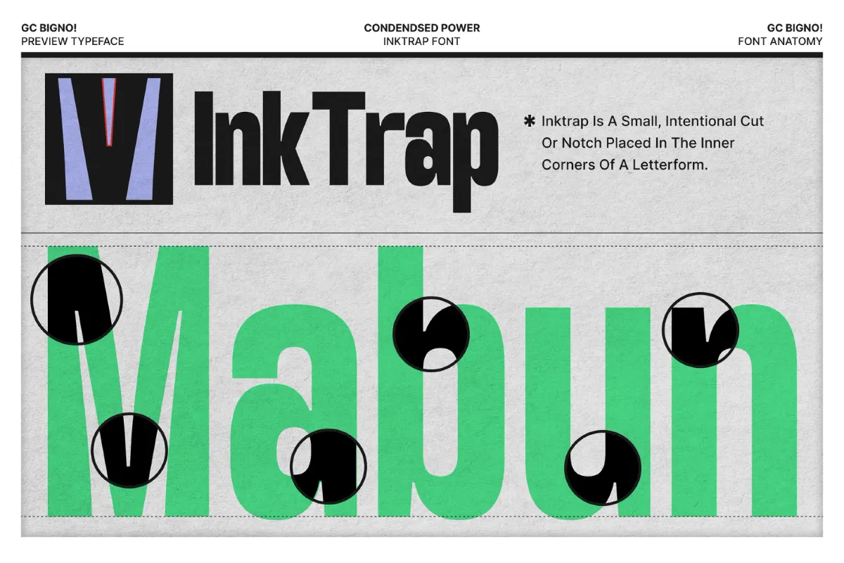 GC Bigno - Condensed Inktrap Grotesk Font