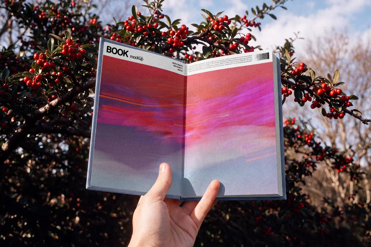 Open Book Mockup in Hand