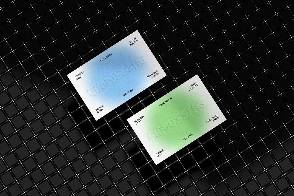 Double 85x55mm Business Cards Mockup