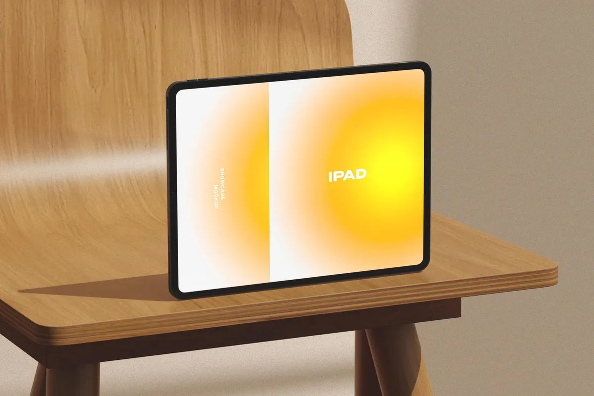 Wooden Chair iPad Pro Mockup