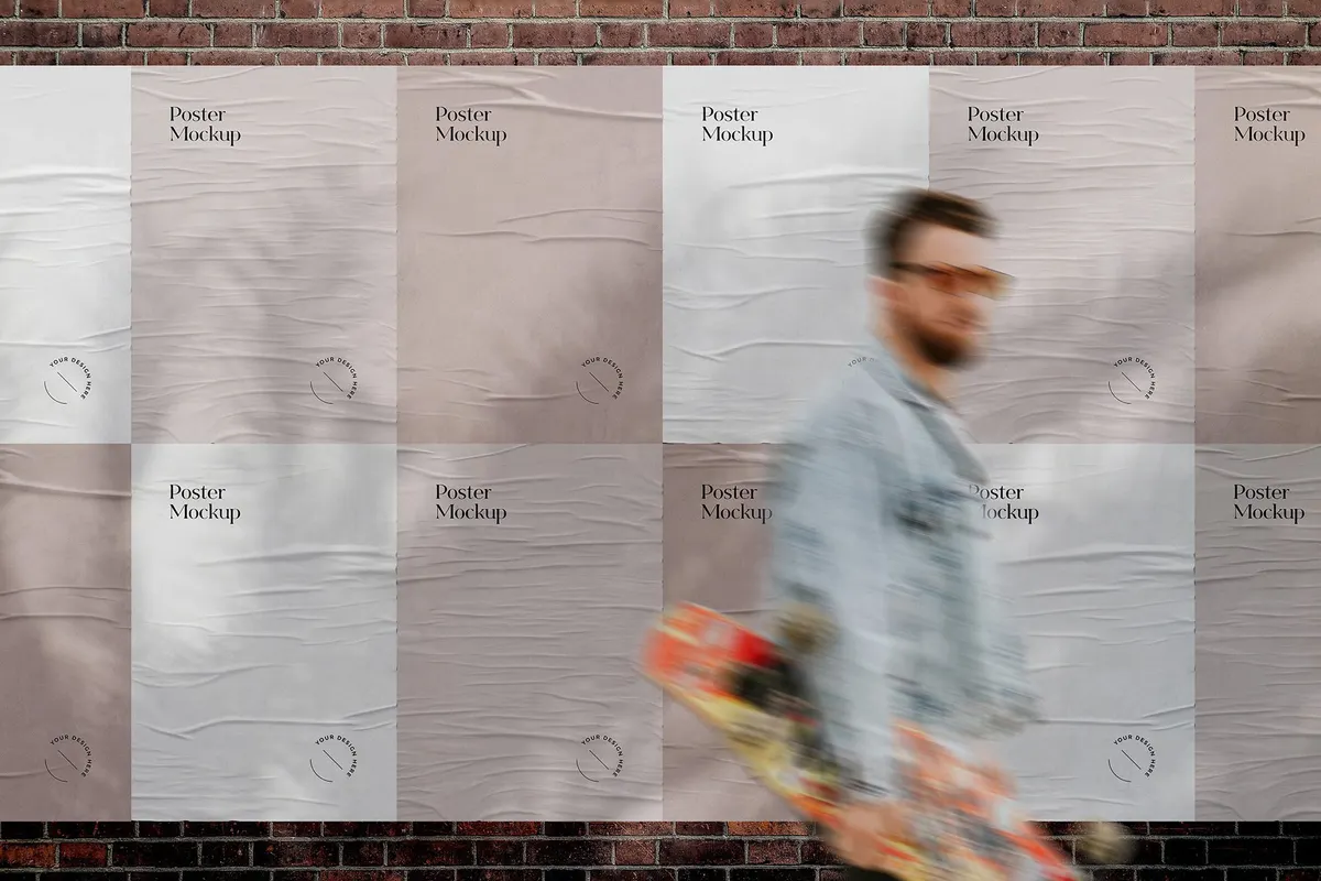 Glued Poster Mockups Collection