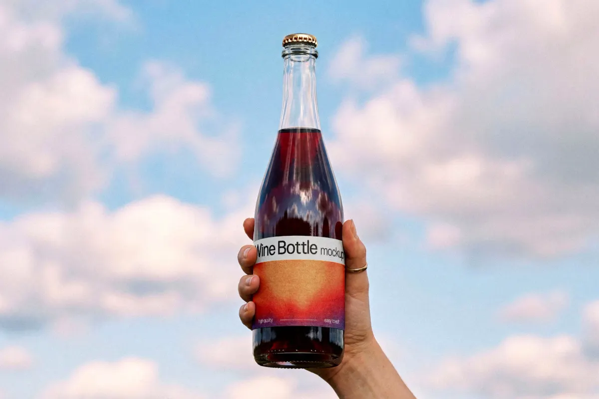Glass Beverage Bottle Mockup