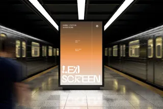 Subway Station Digital LED Screen Mockup