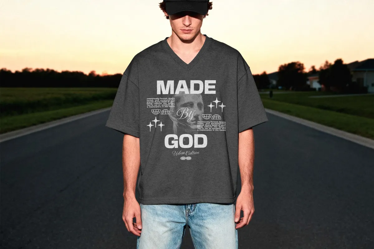 Oversize V-Neck T-shirt Mockup