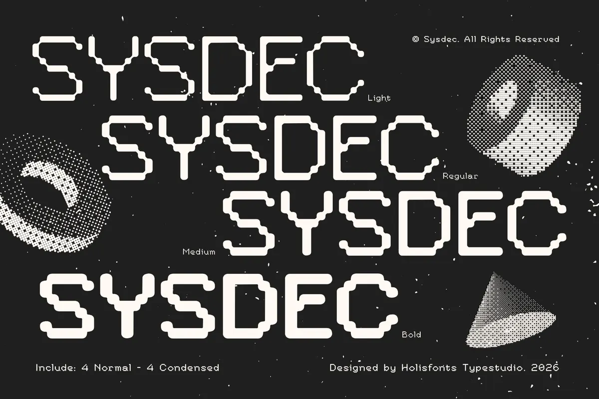 Sysdec - Futuristic Pixel Display Typeface