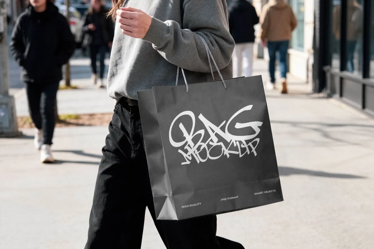 Retail Bag Mockup with Rope Handles