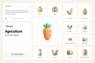 3D Agriculture Icons Pack