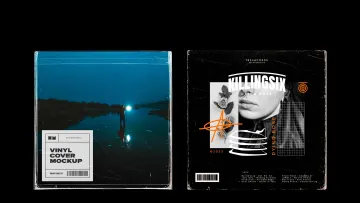 Vinyl Cover Mockup with Plastic Sleeve